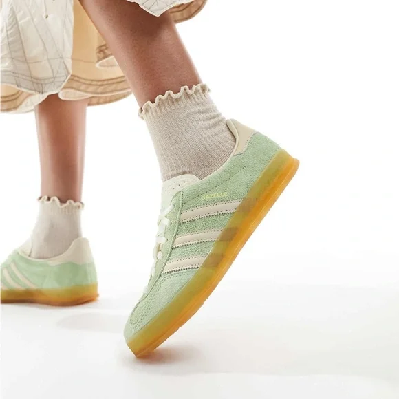 adidas gazelle silver green womens Adidas Women's Gazelle Indoor Semi Lucid Fuchsia / Semi Green Spark /  Signal Coral Low Top Sneakers main image 0